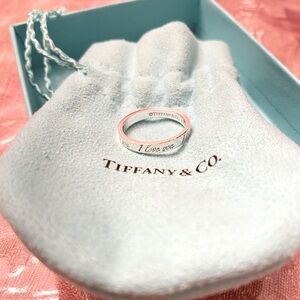 Tiffany & Co. Retired Notes “I Love You” Sterling Silver Band - Size 7